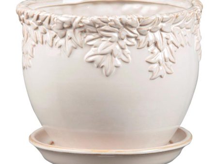 Border Concepts 9.25 in. W Ceramic Ivy League Jardinere Planter White Sand on Sale