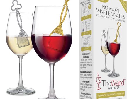 PureWine The Wand Gold Silver Plastic Wine Filter Hot on Sale