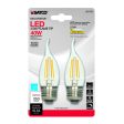 Satco CA10 (Flame Tip) E26 (Medium) LED Bulb Warm White 40 Watt Equivalence 2 pk For Cheap