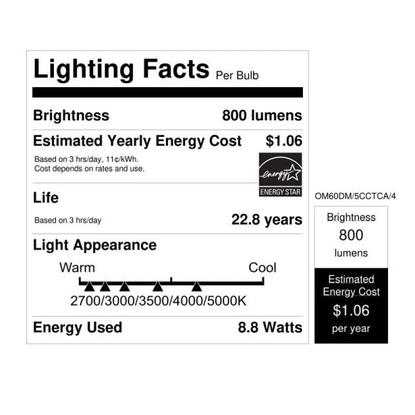 Feit A19 E26 (Medium) LED Bulb Adjustable White 60 Watt Equivalence 4 pk Sale