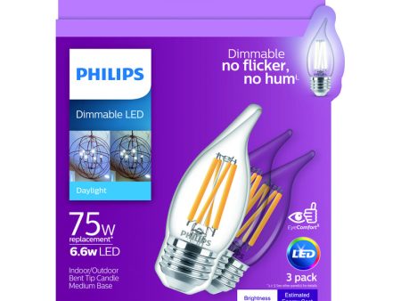 Philips BA11 E26 (Medium) LED Bulb Daylight 75 Watt Equivalence 3 pk Hot on Sale