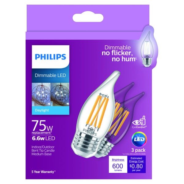 Philips BA11 E26 (Medium) LED Bulb Daylight 75 Watt Equivalence 3 pk Hot on Sale