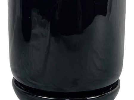 Border Concepts 6 in. D Ceramic Cover Pot Black Online Sale