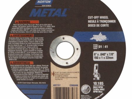 Norton 6 in. D X 7 8 in. Aluminum Oxide Cut-Off Wheel 1 pc Cheap