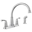 Moen Bexley Two Handle Chrome Kitchen Faucet Side Sprayer Included Fashion