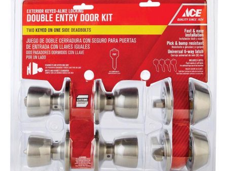 Ace Tulip Satin Stainless Steel Double Entry Door Kit 1-3 4 in. Fashion