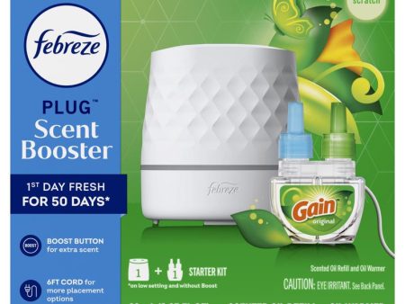 Febreze Plug Scent Booster Gain Original Scent Air Freshener Starter Kit 0.87 oz Solid 1 pk For Discount