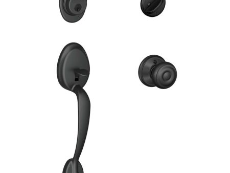 Schlage Plymouth Georgian Matte Black Handleset Right or Left Handed on Sale