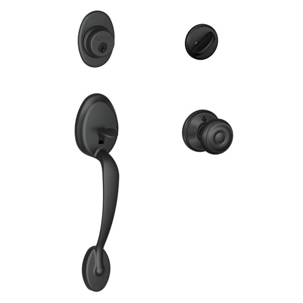 Schlage Plymouth Georgian Matte Black Handleset Right or Left Handed on Sale