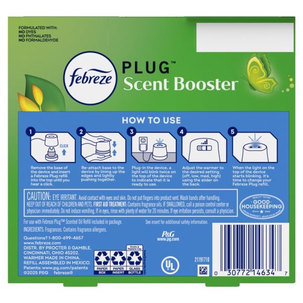 Febreze Plug Scent Booster Gain Original Scent Air Freshener Starter Kit 0.87 oz Solid 1 pk For Discount