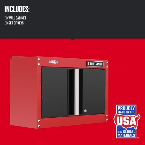 Craftsman 18 in. H X 28 in. W X 12 in. D Black Red Steel Wall Cabinet Sale