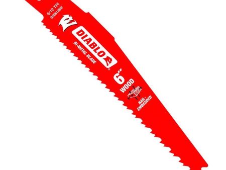 Diablo Demo Demon 6 in. Bi-Metal Nail-Embedded Wood Reciprocating Saw Blade 6 12 TPI 2 pk Online