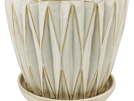 Border Concepts 9 in. H X 10.25 in. W Ceramic Dimensional Planter White Online