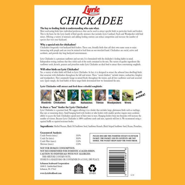 Lyric Chickadee and Nuthatch Sunflower Seeds and Peanuts Wild Bird Food 20 lb Online