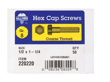 Hillman 1 2 in. D X 1-1 4 in. L Heat Treated Steel Hex Head Cap Screw 50 pk Cheap