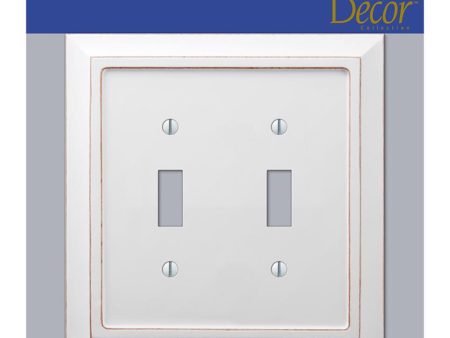 Amerelle Savannah White 2 gang Wood Toggle Wall Plate 1 pk For Sale