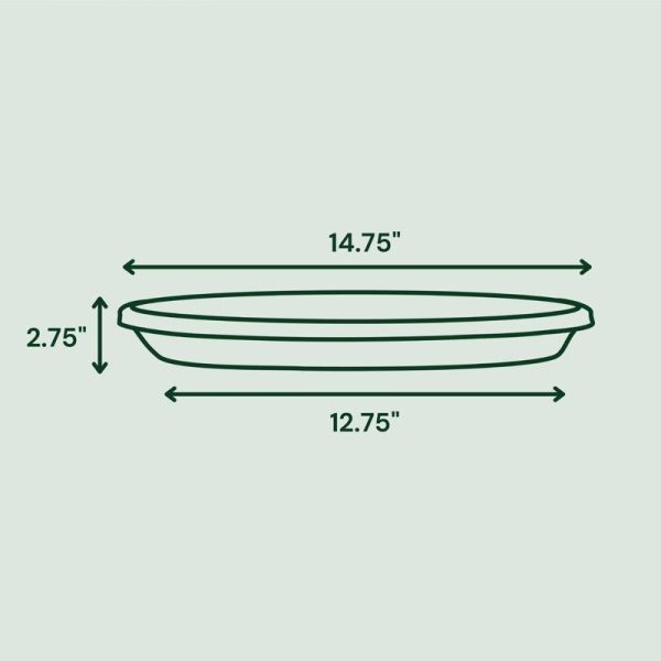 Bloem Terra 2.75 in. H X 14.75 in. W X 12.75 in. D Plastic Traditional Plant Saucer Green For Sale