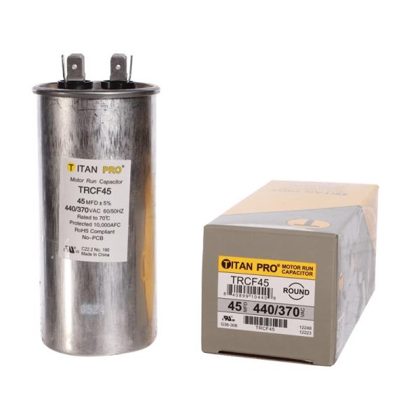 Titan Pro 45 MFD 440 V Round Run Capacitor Supply