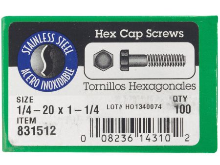 Hillman 1 4-20 in. D X 1-1 4 in. L Stainless Steel Hex Head Cap Screw 100 pk Supply