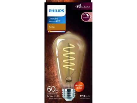 Philips ST19 E26 (Medium) LED Bulb Amber 60 Watt Equivalence 1 pk Cheap