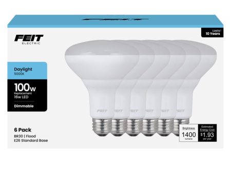 Feit BR30 E26 (Medium) LED Bulb Daylight 100 Watt Equivalence 6 pk Hot on Sale