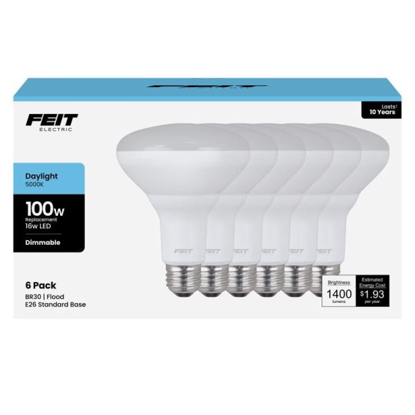 Feit BR30 E26 (Medium) LED Bulb Daylight 100 Watt Equivalence 6 pk Hot on Sale