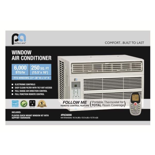 Perfect Aire 6000 BTU Window Air Conditioner w Remote Supply