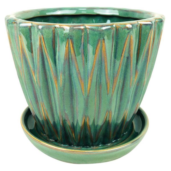 Border Concepts 9 in. H X 10.25 in. W Ceramic Dimensional Planter Green Online