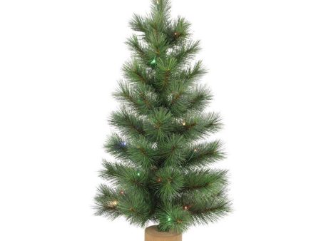 Celebrations 2 ft. Slim LED 35 ct Table Tree with Burlap Base Color Changing Christmas Tree For Cheap