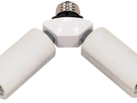 Satco Plastic Medium Base Twin Light Socket Adapter 1 pk Hot on Sale