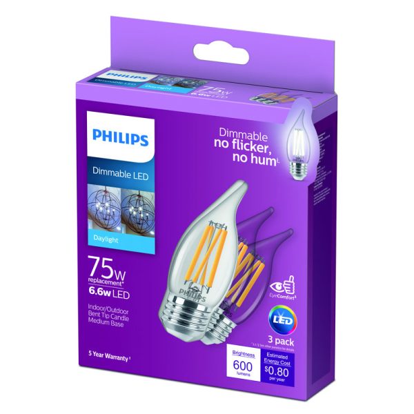 Philips BA11 E26 (Medium) LED Bulb Daylight 75 Watt Equivalence 3 pk Hot on Sale