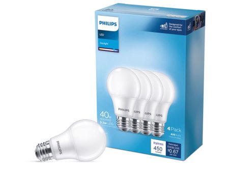 Philips A19 E26 (Medium) LED Bulb Daylight 40 Watt Equivalence 4 pk Online now