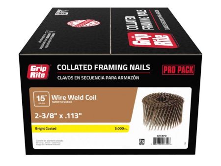 Grip-Rite 2-3 8 in. L Wire Coil Bright Framing Nails 15 deg 3000 pk Fashion